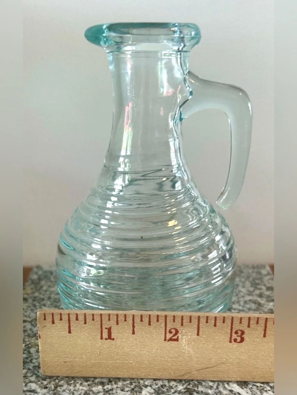 VTG Vetreria Etrusca Italy Ribbed Beehive Blue Glass Decanter Cruet W/Stopper 5”